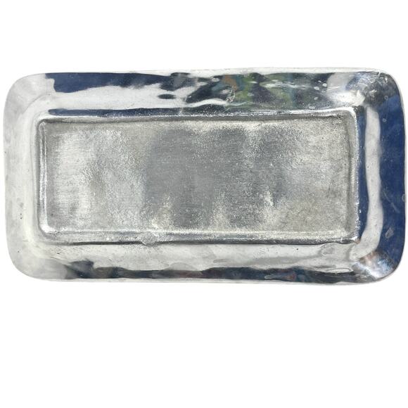 Aluminum Pewter Basket Weave Accented Bread Serving Tray - Picture 4 of 4